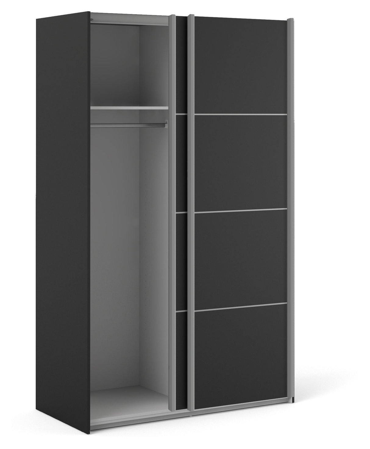 Verona Wardrobe w. sliding doors 8 panels - Mat Black B:122