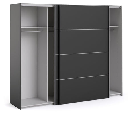 Verona Wardrobe w. sliding doors 8 panels - Mat Black B:242