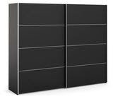 Verona Wardrobe w. sliding doors 8 panels - Mat Black B:242