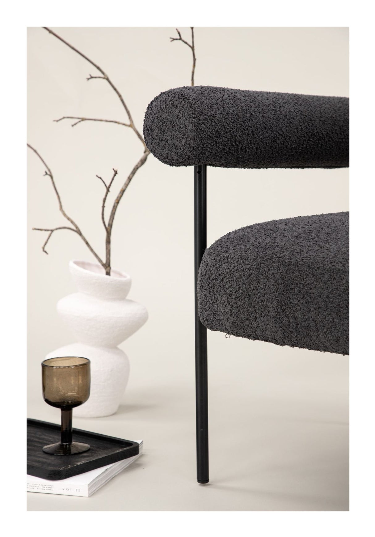 Tillberga x Josefin Lustig Lounge Chair, Bouclé, Dark Gray