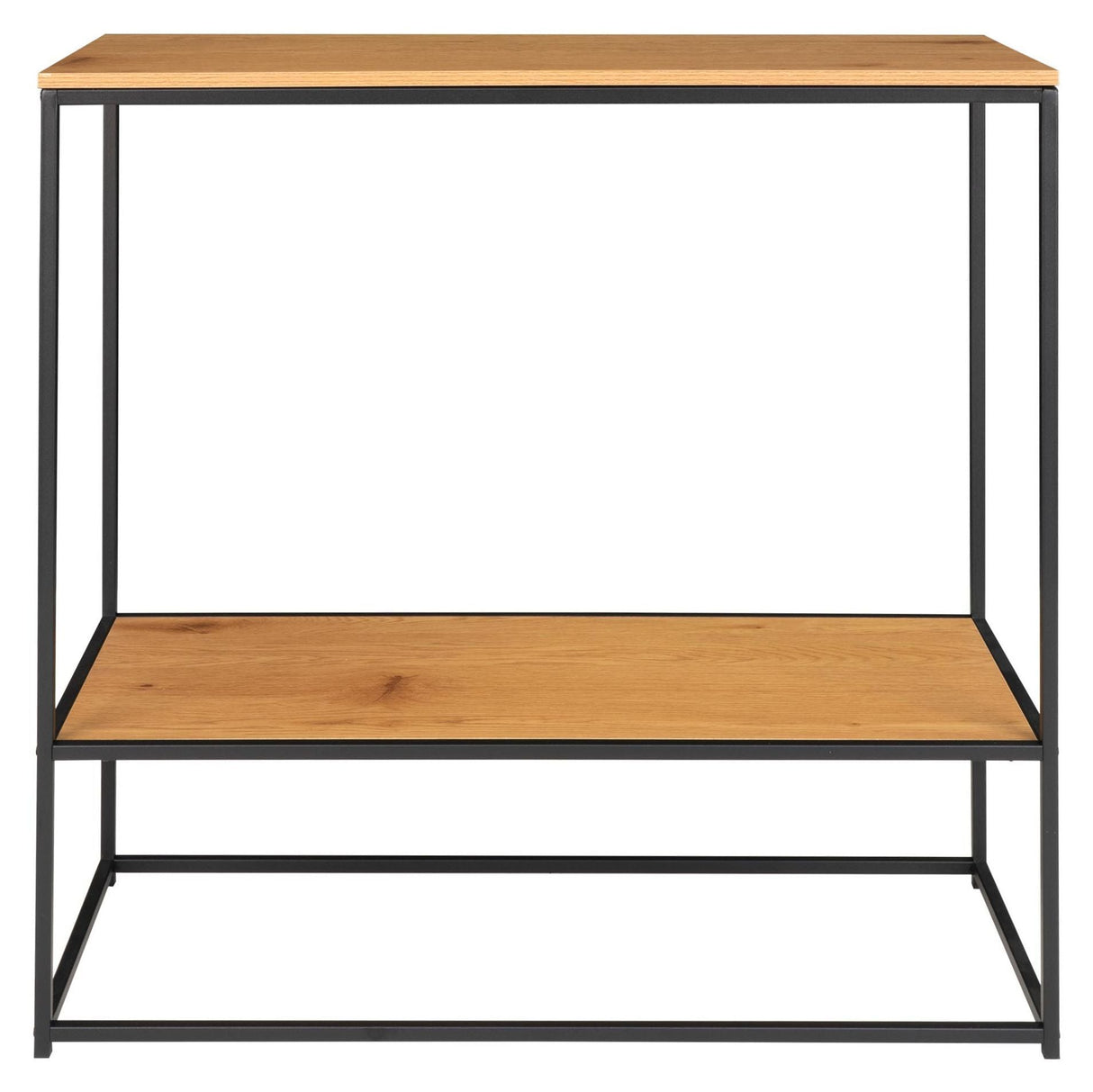 Vita Console table with black frame, Oak look shelves