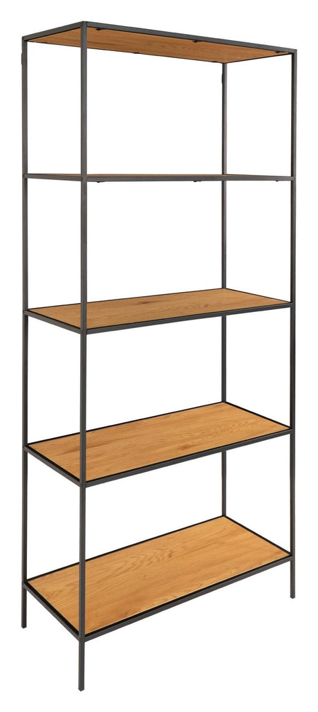 Vita Shelf w. 5 shelves, Black/Oak look, H170