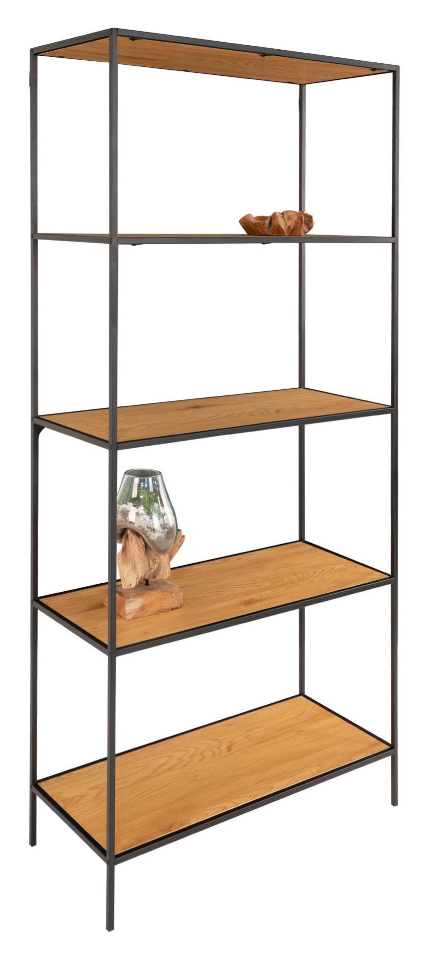 Vita Shelf w. 5 shelves, Black/Oak look, H170