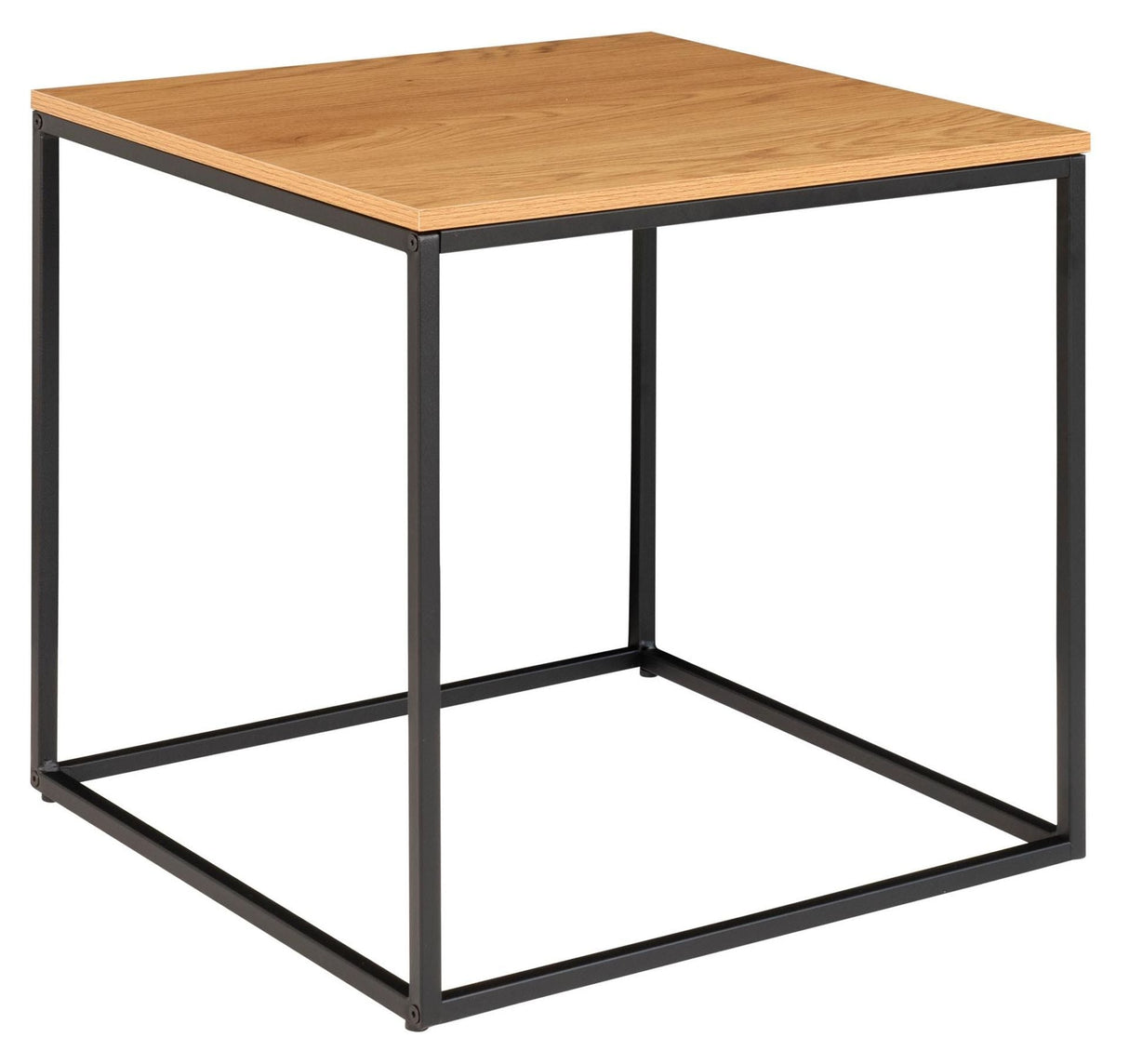 Vita Side table with black frame, Top in Oak wood look, 45x45