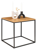 Vita Side table with black frame, Top in Oak wood look, 45x45