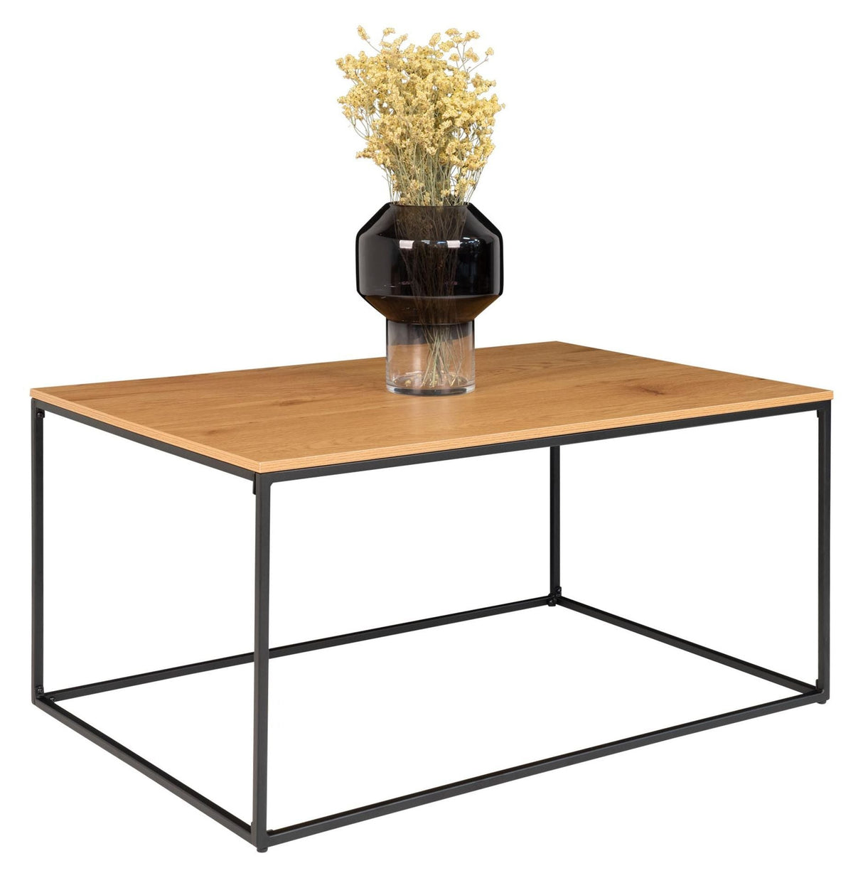 Vita Coffee table with black frame, Top in Oak look, 60x90