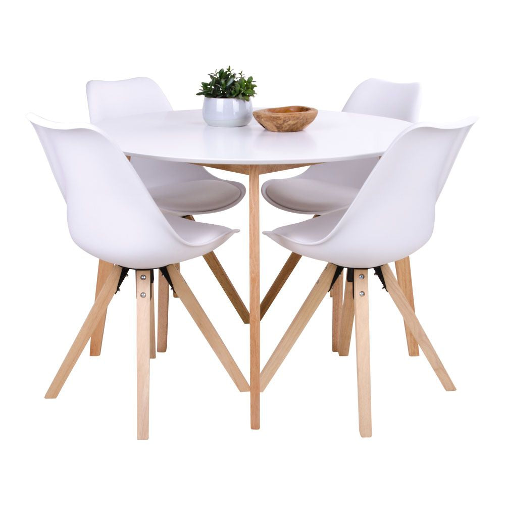 Vojens Dining table in white and nature Ø105