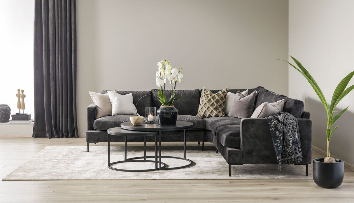 Volara 2.5-pers. Corner sofa - Dark gray Velvet