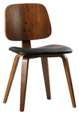 Classic Dining Chair - Black Leatherette/Walnut