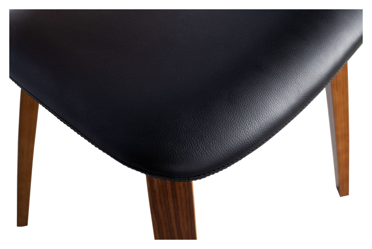 Classic Dining Chair - Black Leatherette/Walnut