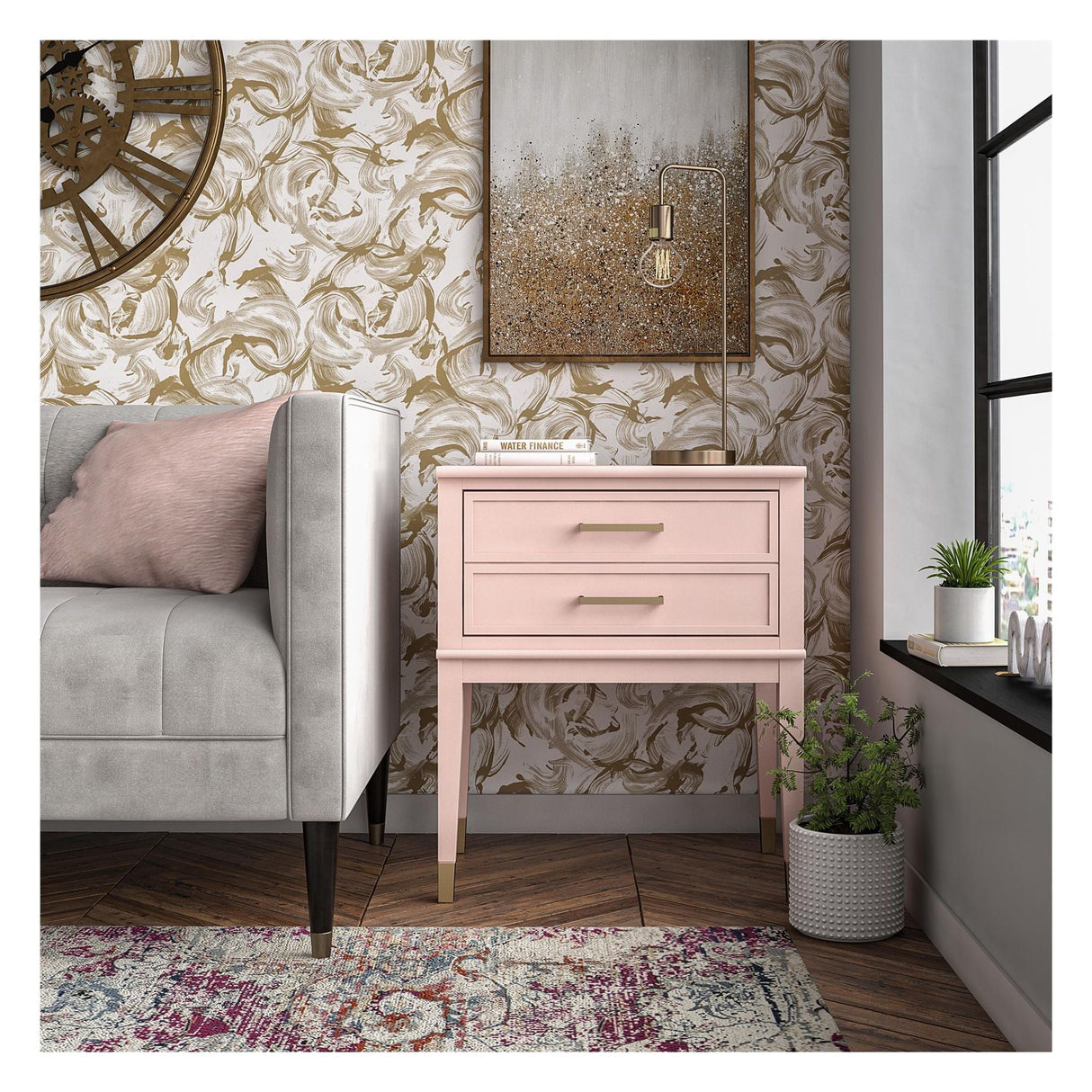 Westerleigh Bedside Table, Pink