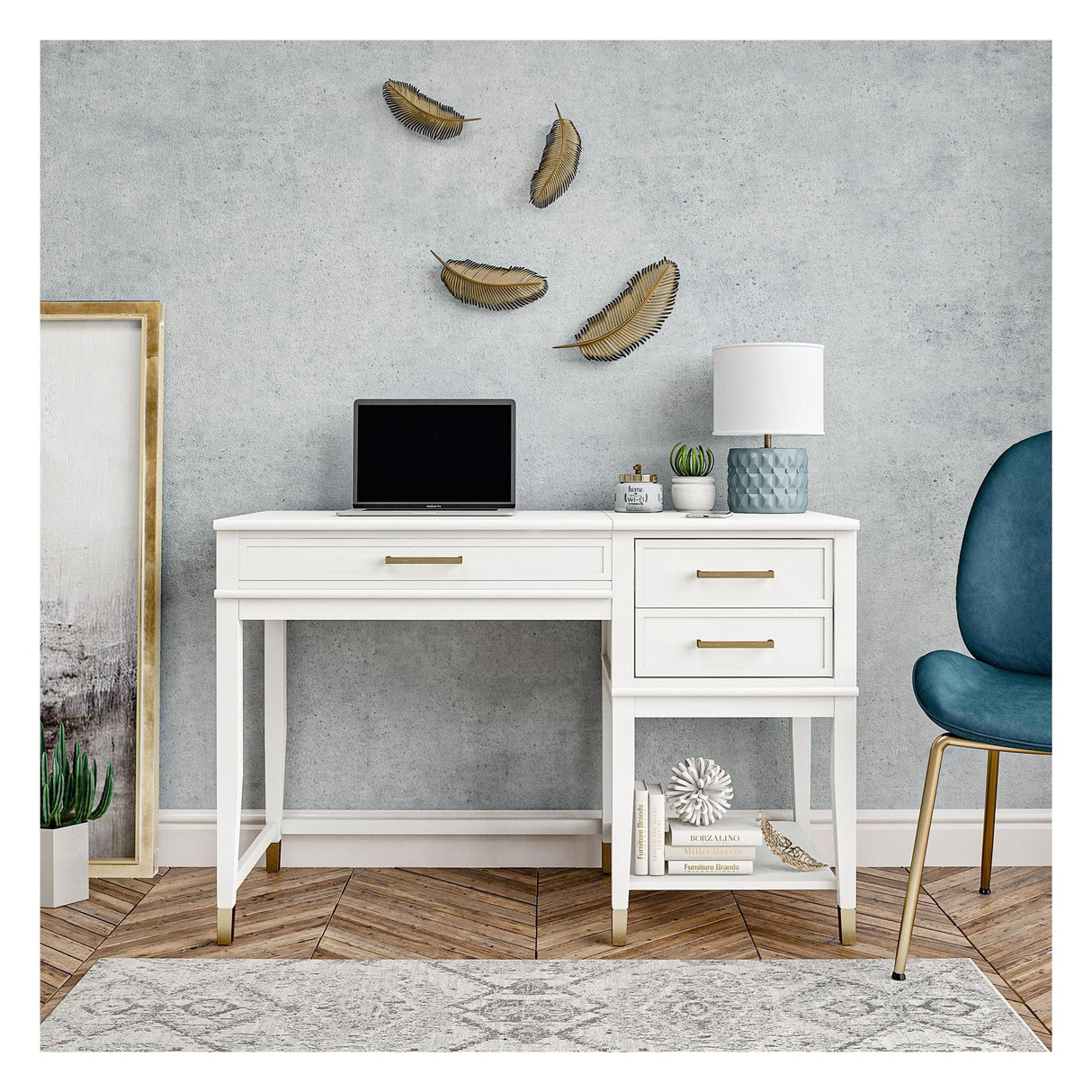 Westerleigh Desk with raising function, White