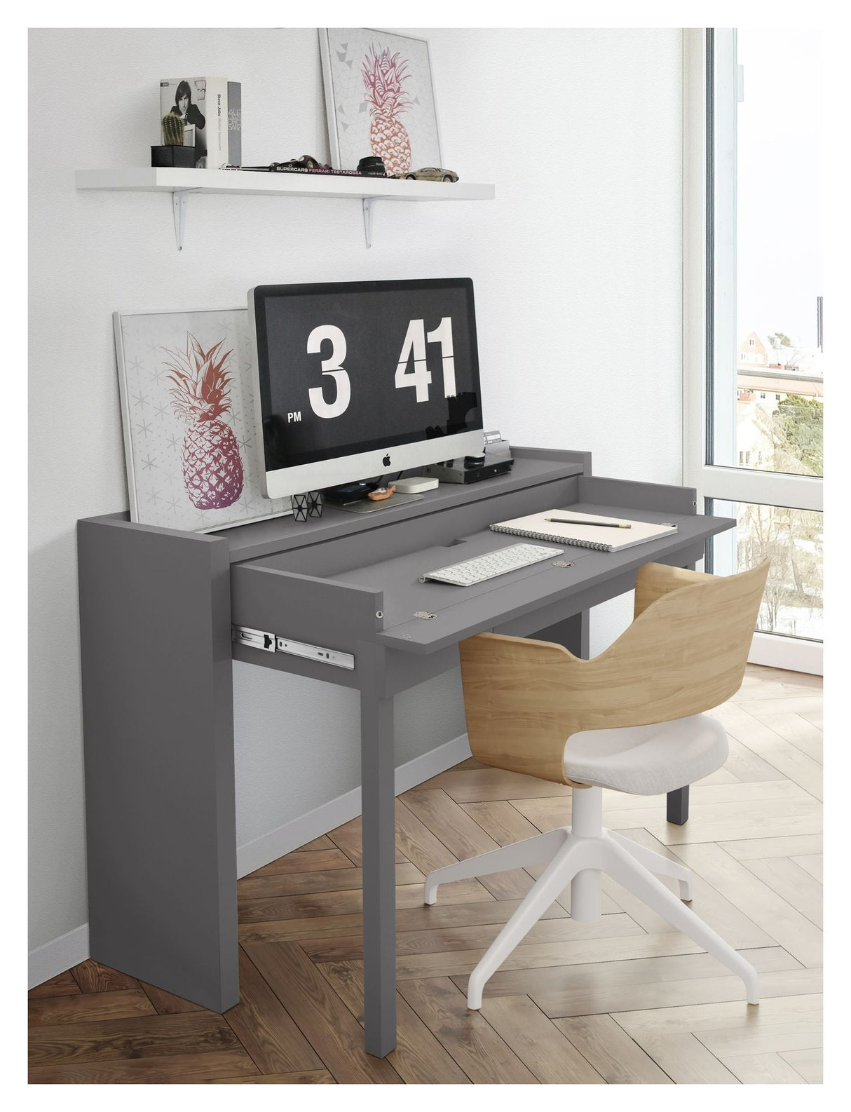 Console Extension Desk, Gray