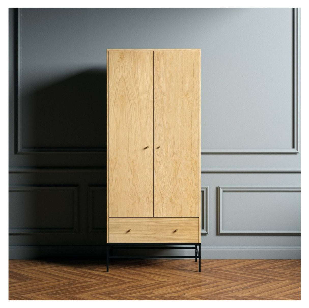 Flora Wardrobe, Natural oak, 80x55x190