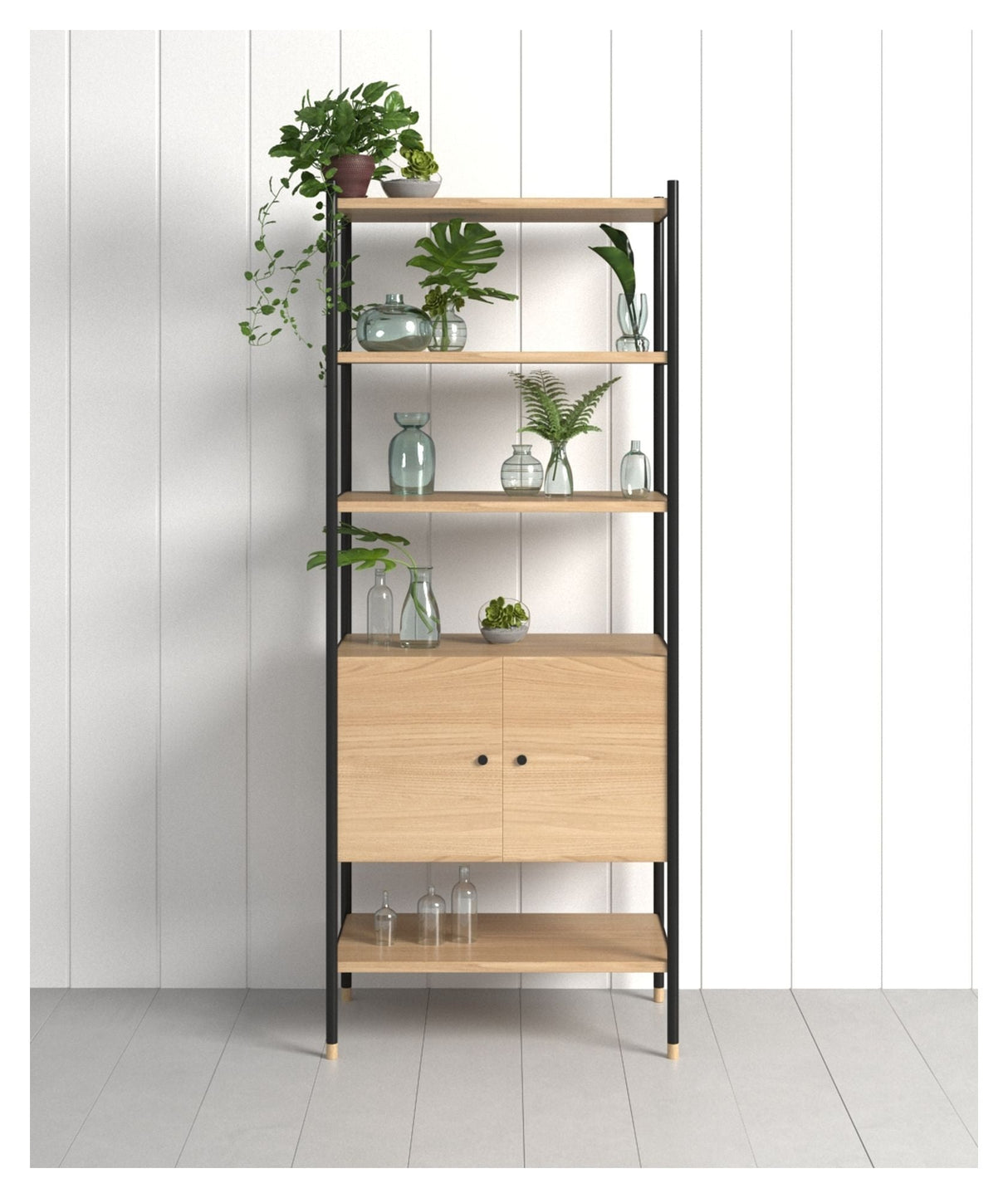 Woodman Jugend Shelf w. cupboard - Nature/Black