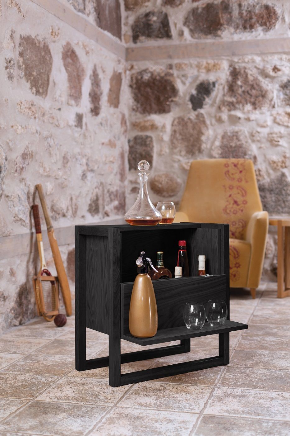 Woodman NewEst Mini Bar Cabinet - Black