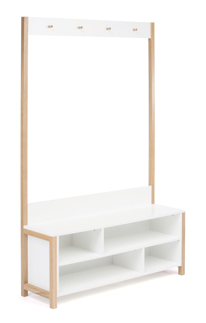 Woodman - Northgate Bench - White with coat rack