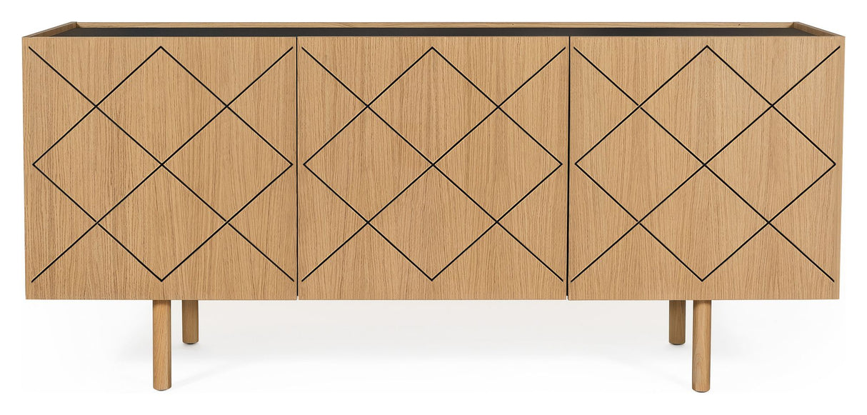 Porto Sideboard with print on doors, Oak/Black