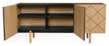 Porto Sideboard with print on doors, Oak/Black