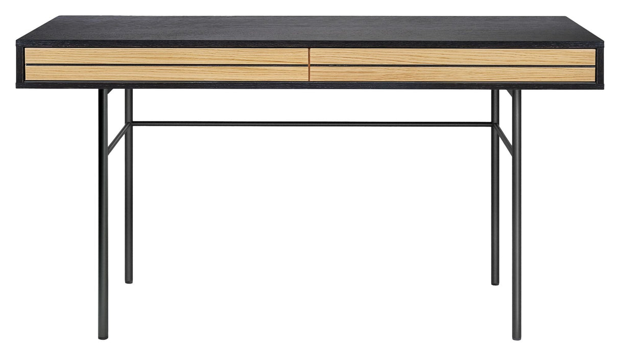 Stripe Desk with 2 drawers, Black/Oak veneer