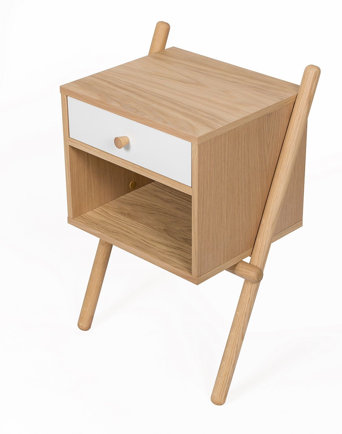 Woodman - Wiru Bedside table with drawer - Nature/White