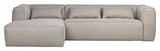 Woood Bean 3-seater sofa with chaise longue left facing, Light gray