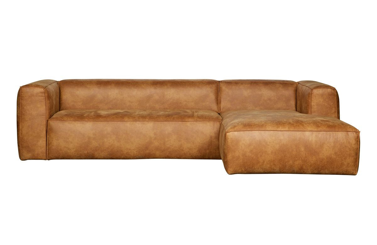 Woood Bean Corner sofa in eco-leather right-facing, Cognac