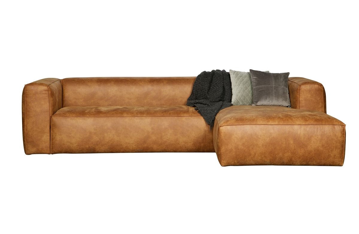 Woood Bean Corner sofa in eco-leather right-facing, Cognac