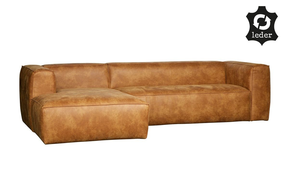 Woood Bean 3-pers. Sofa in eco-leather left facing, cognac