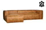 Woood Bean 3-pers. Sofa in eco-leather left facing, cognac