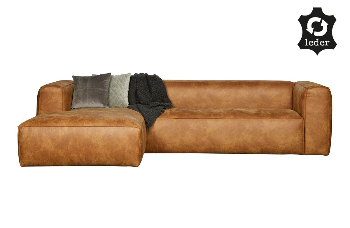 Woood Bean 3-pers. Sofa in eco-leather left facing, cognac