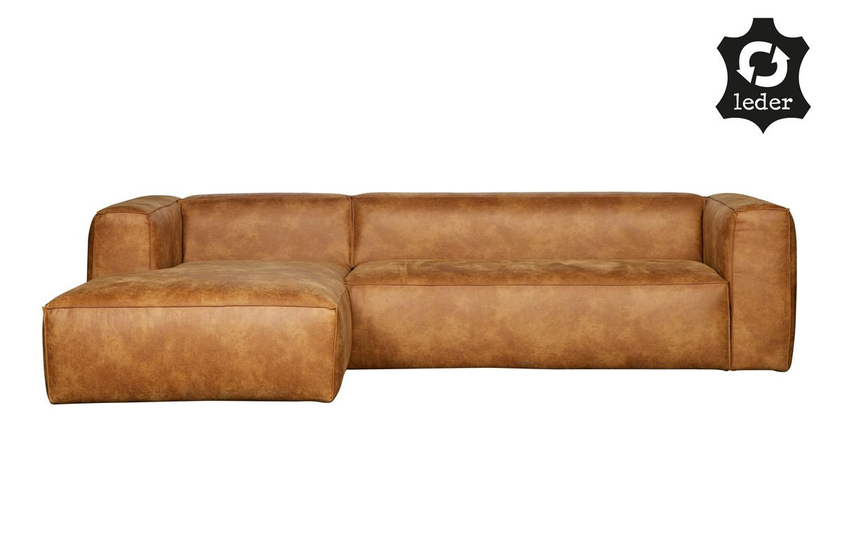 Woood Bean 3-pers. Sofa in eco-leather left facing, cognac