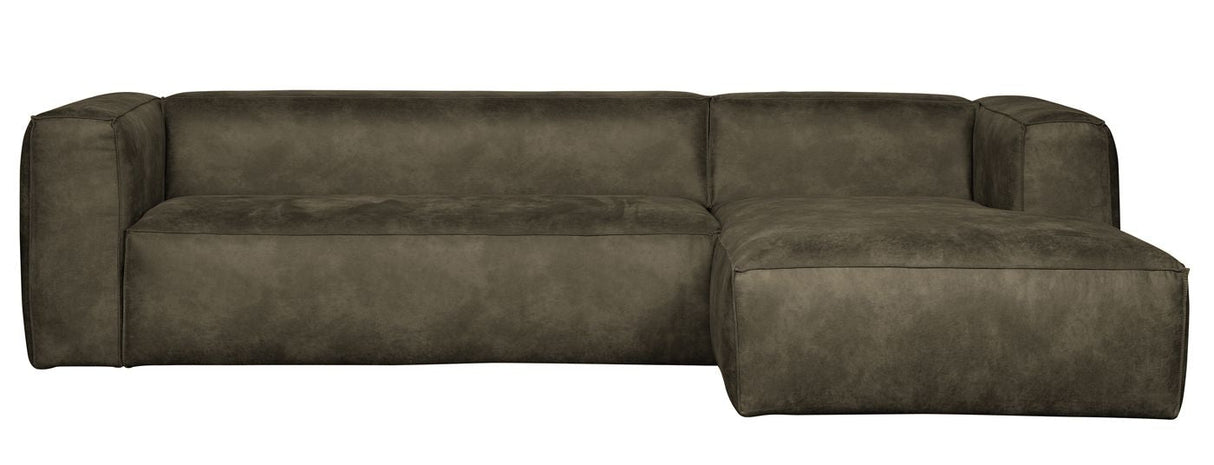 Woood Bean Sofa in eco-leather w/right-facing chaise longue, Army