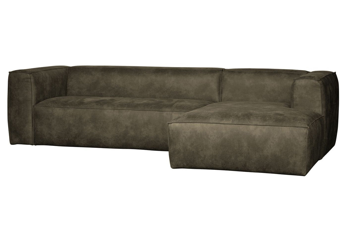 Woood Bean Sofa in eco-leather w/right-facing chaise longue, Army