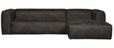 Woood Bean Sofa in eco-leather w/right-facing chaise longue, Black