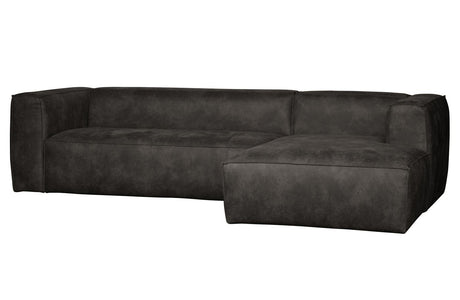 Woood Bean Sofa in eco-leather w/right-facing chaise longue, Black