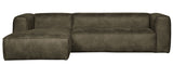 Woood Bean 3-pers. Sofa in eco-leather w/left-facing chaise longue, Army