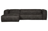 Woood Bean 3-pers. Sofa in eco-leather with left-facing chaise longue, Black