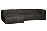 Woood Bean 3-pers. Sofa in eco-leather with left-facing chaise longue, Black