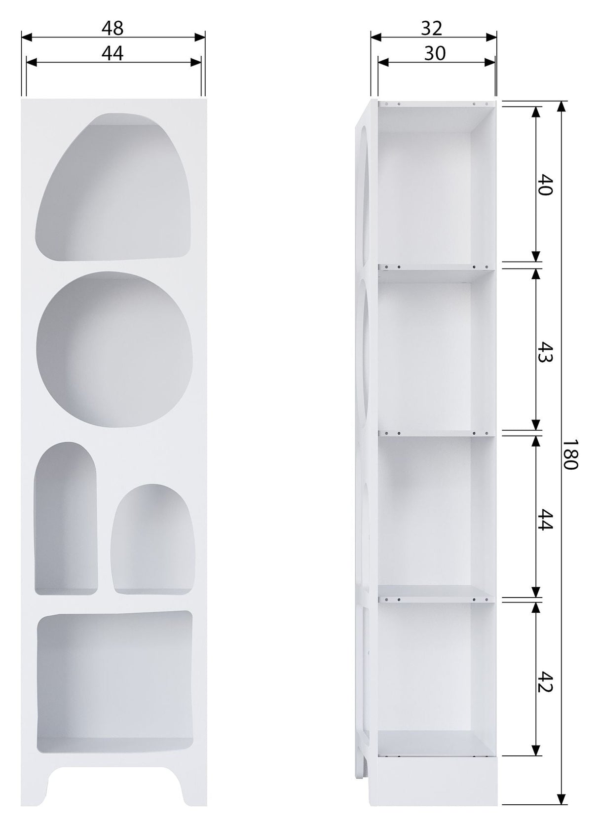 Woood Caz Shelf, 180x48, White wood