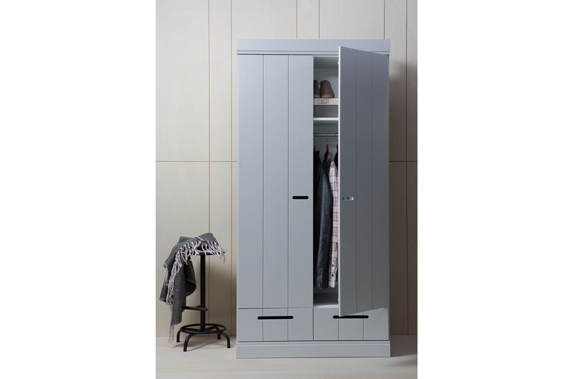 Woood, Connect 2-Door Wardrobe, Concrete Gray