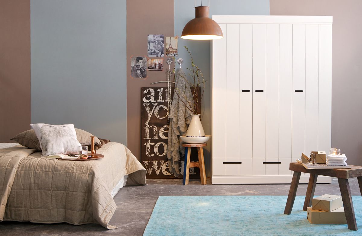 Woood, Connect 3-Door Wardrobe with Drawer, White