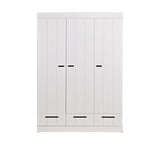 Woood, Connect 3-Door Wardrobe with Drawer, White