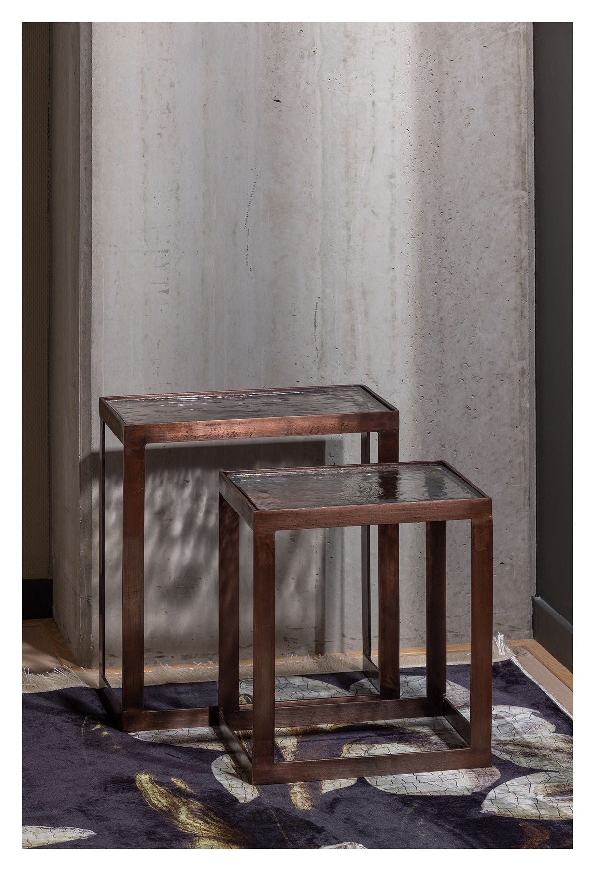 Dia Deposit Table - Glass/Metal Antique Brass