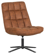 Woood Dirkje Lounge Chair w. swivel foot, Cognac Leatherette