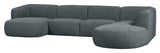 Polly U-sofa, Right-facing, Blue/Green