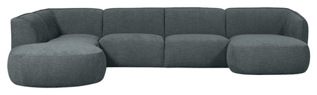 Polly U-sofa, Left facing, Blue/Green