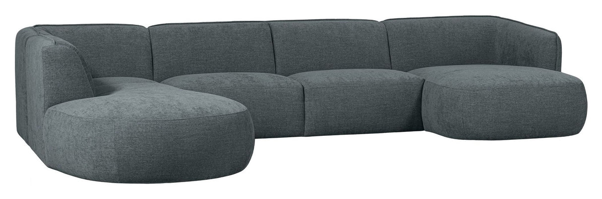 Polly U-sofa, Left facing, Blue/Green