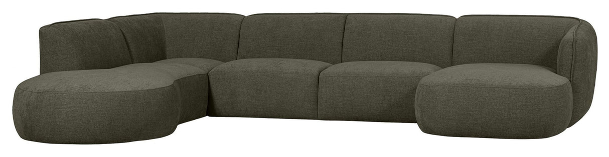 Polly U-sofa, Left facing, Gray/Green