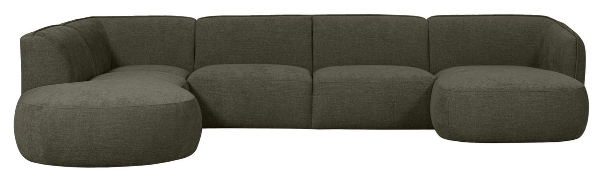 Polly U-sofa, Left facing, Gray/Green